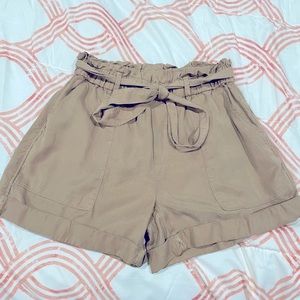 Aerie High Waisted Khaki Tie Shorts size XS